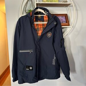 Leduntino Men's Medium M Waterproof Embroidered Removable Hooded Jacket Coat